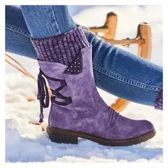 XHCY - Botas De Nieve De Cuero Con Cremallera Antideslizante