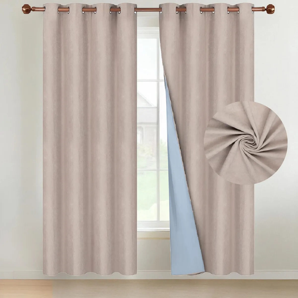 CASATUA - Cortina Blackout 100% 135x220cm Tipo Gamuza Casatua Set de 2 - Beige