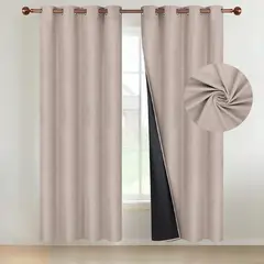 CASATUA - Cortina Blackout 100% 135x220cm Tipo Gamuza Set de 2 - Beige