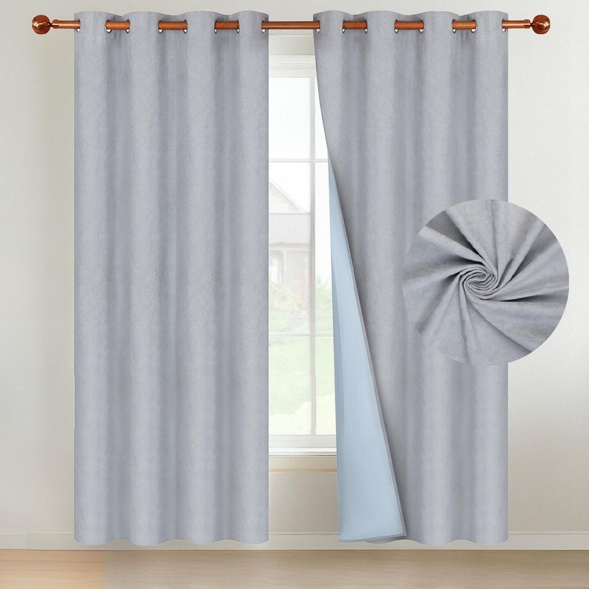 CASATUA - Cortina Blackout 100% 135x220cm Tipo Gamuza Casatua Set de 2 - Gris