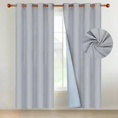 CASATUA - Cortina Blackout 100% 135x220cm Tipo Gamuza Set de 2 - Gris
