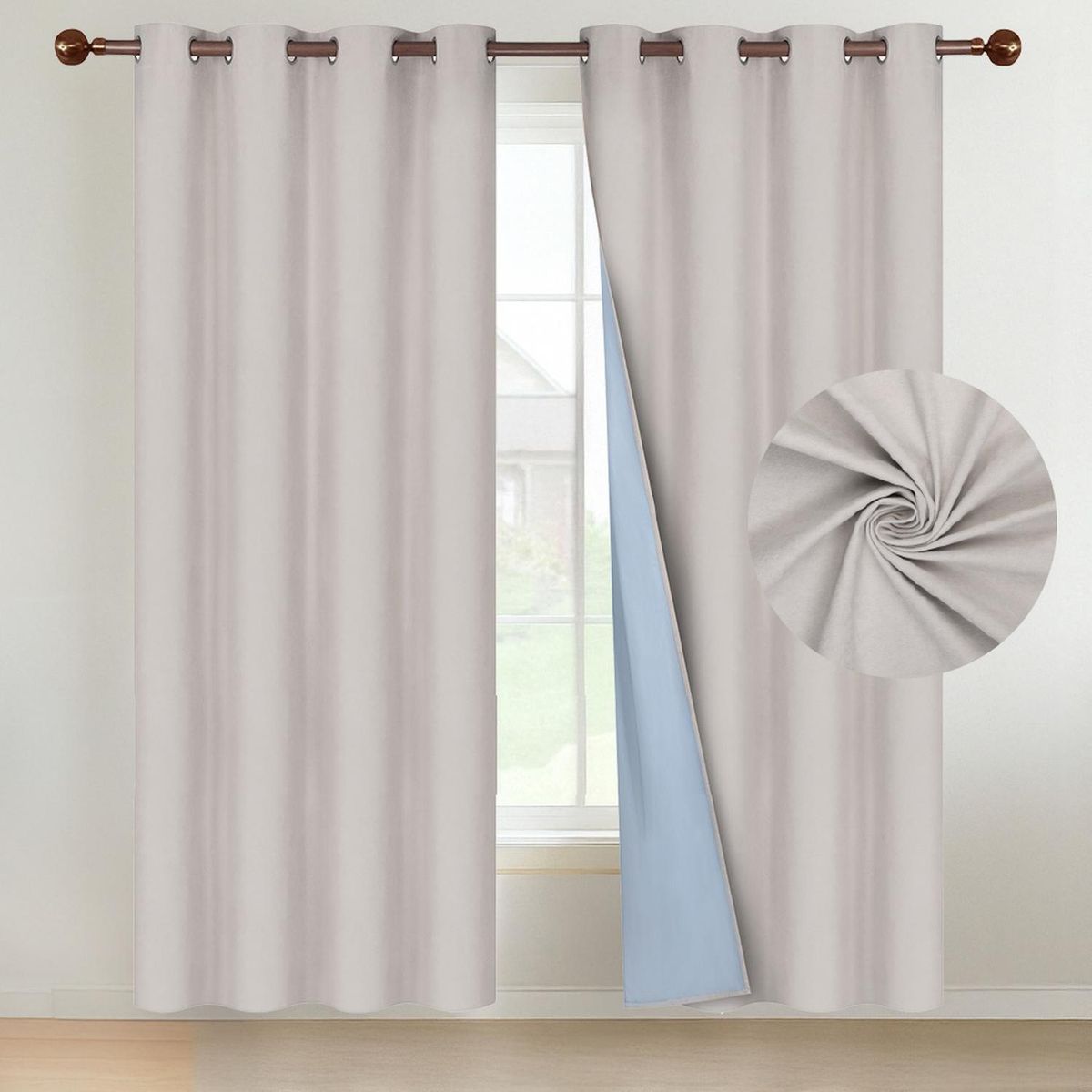 CASATUA - Cortina Blackout 100% 135x220cm Tipo Gamuza Casatua Set de 2 - Crema