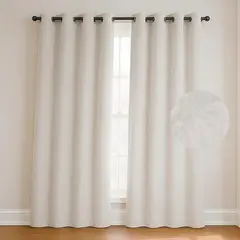 CASATUA - Cortina Blackout 100% 135x220cm Tipo Gamuza Set de 2 - Crema