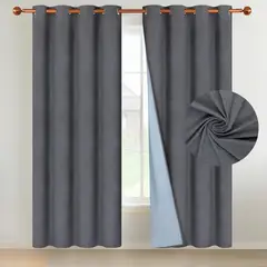 CASATUA - Cortina Blackout 100% 135x220cm Tipo Gamuza Set de 2 - Gris oscuro