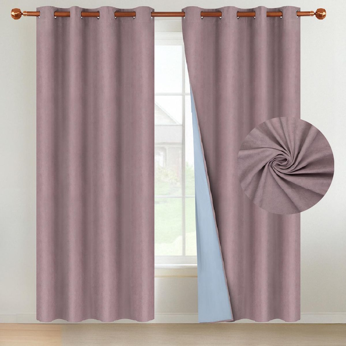 CASATUA - Cortina Blackout 100% 135x220cm Tipo Gamuza Casatua Set de 2 - Rosa