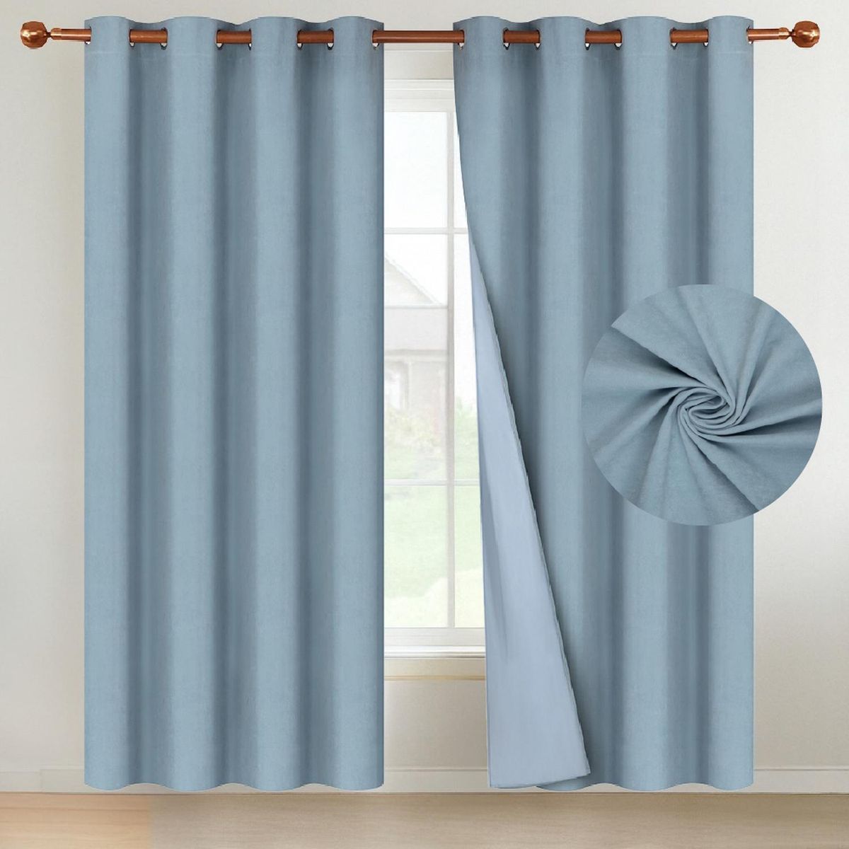 CASATUA - Cortina Blackout 100% 135x220cm Tipo Gamuza Casatua Set de 2 - Turquesa