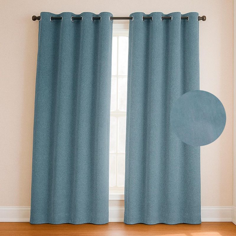 CASATUA - Cortina Blackout 100% 135x220cm Tipo Gamuza Casatua Set de 2 - Turquesa