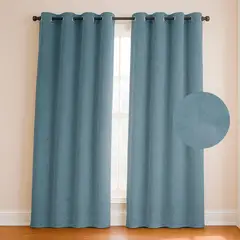 CASATUA - Cortina Blackout 100% 135x220cm Tipo Gamuza Set de 2 - Turquesa