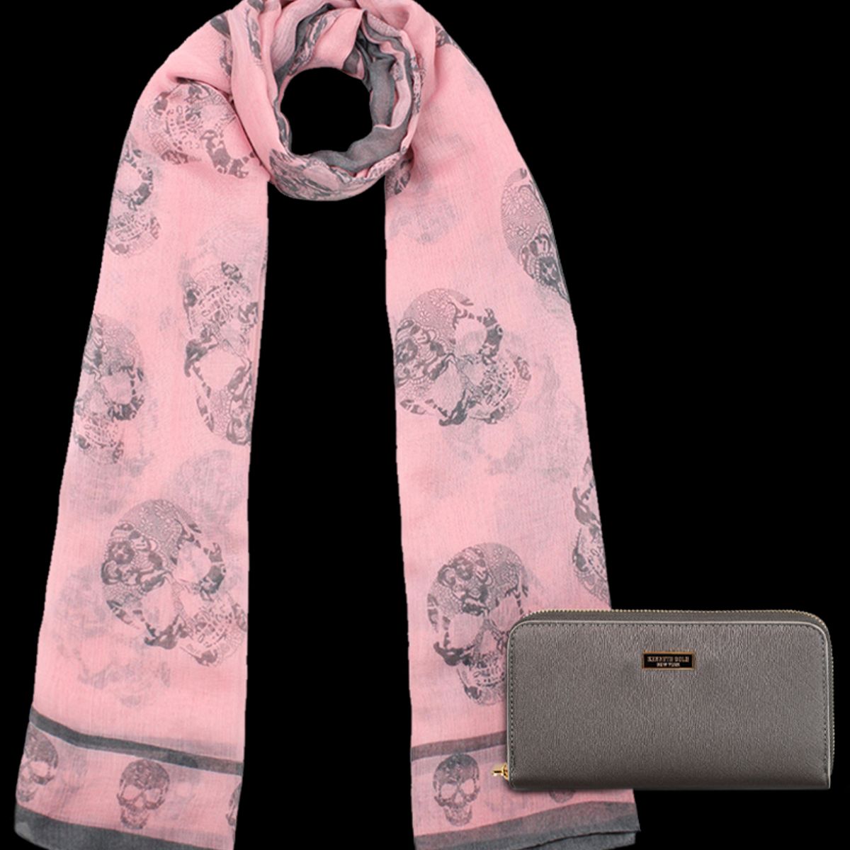 KENNETH COLE - Pack Billetera Ava gris + Pañuelo Oni pink Kenneth Cole