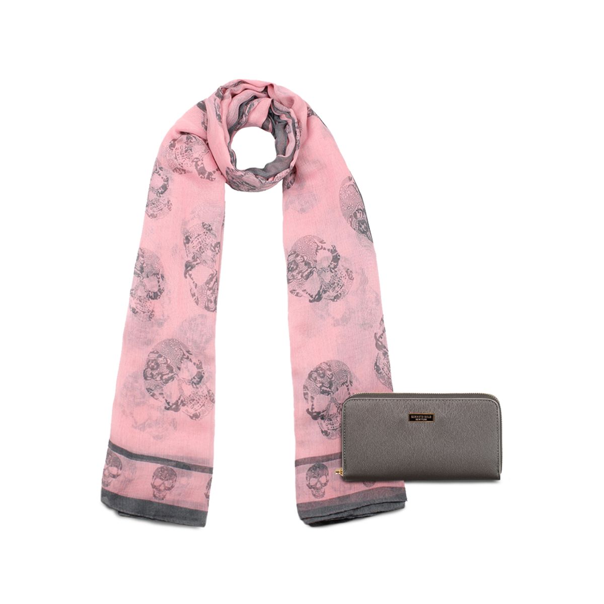 KENNETH COLE - Pack Billetera Ava gris + Pañuelo Oni pink Kenneth Cole