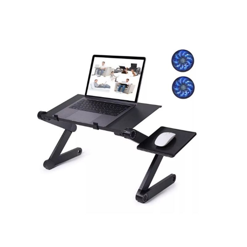 DBLUE - MESA PARA NOTEBOOK AJUSTABLE CON VENTILADOR Y SOPORTE MOUSE