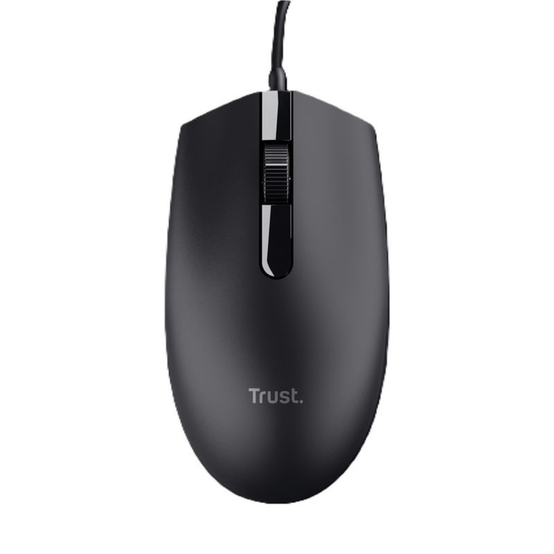 TRUST - Mouse Óptico Con Cable USB Ambidiestro Basi Trust Negro