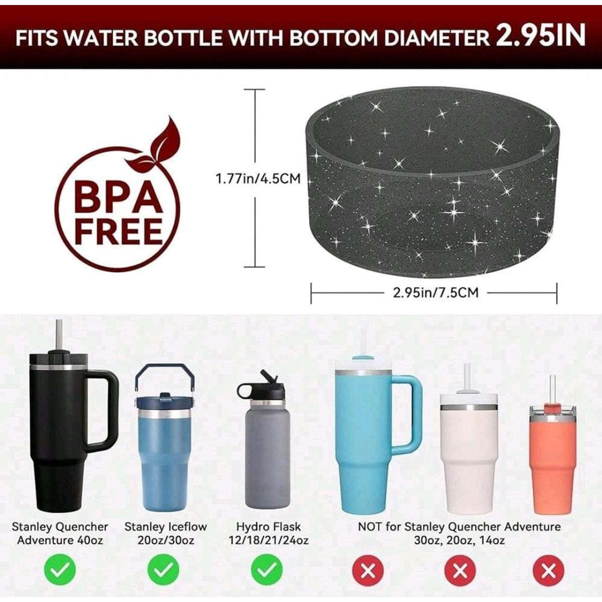 GENERICO - Funda De Silicona Con Brillantina Para Stanley Termo 20-40oz-ROSA