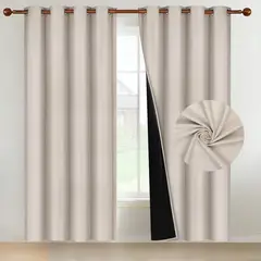 CASATUA - Cortina 100% Blackout Terciopelo Engomada 135x220 x2 - Beige