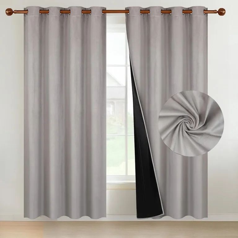 Cortina 100% Blackout Terciopelo Engomada 135x220 x2 - Gris