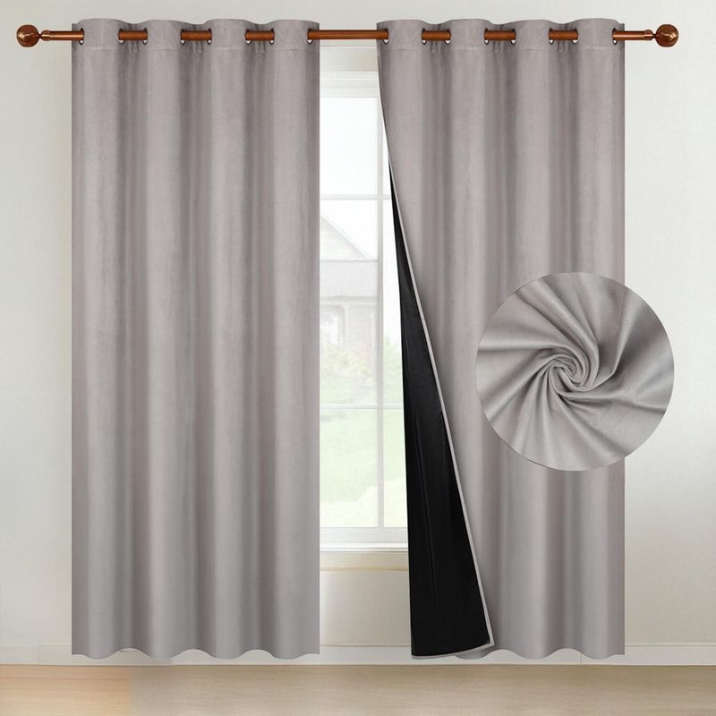 CASATUA - Cortina 100% Blackout Terciopelo Engomada 135x220 Casatua x2 - Gris