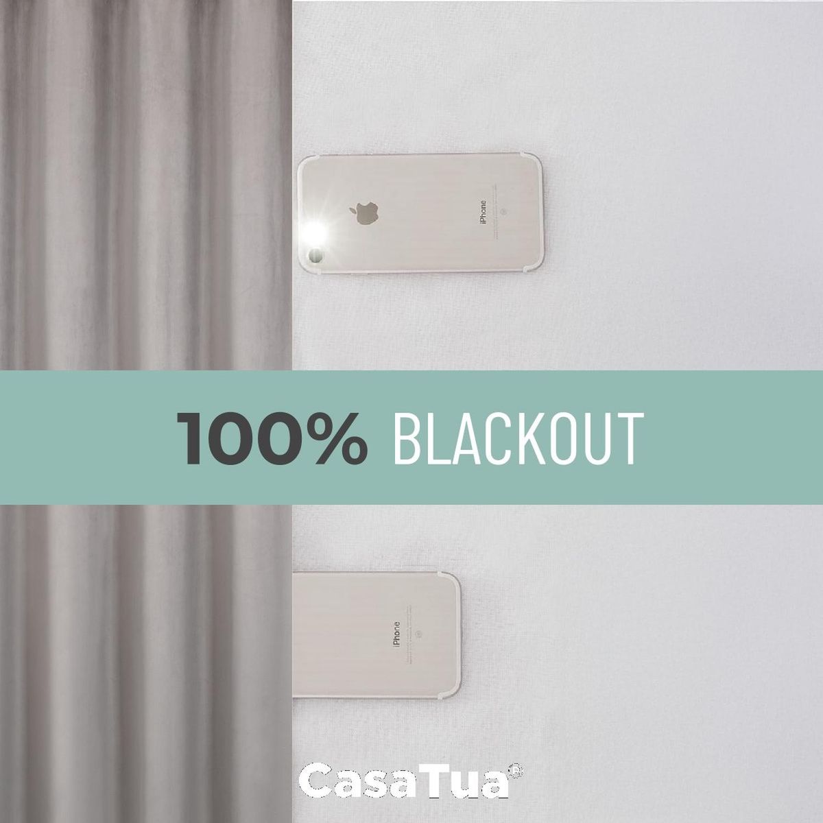 CASATUA - Cortina 100% Blackout Terciopelo Engomada 135x220 Casatua x2 - Gris