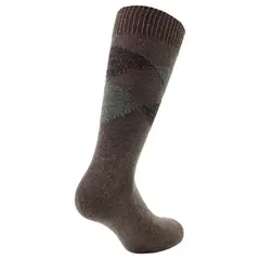 PERUGGI - Calcetín Lana Italiana Rombo Chocolate