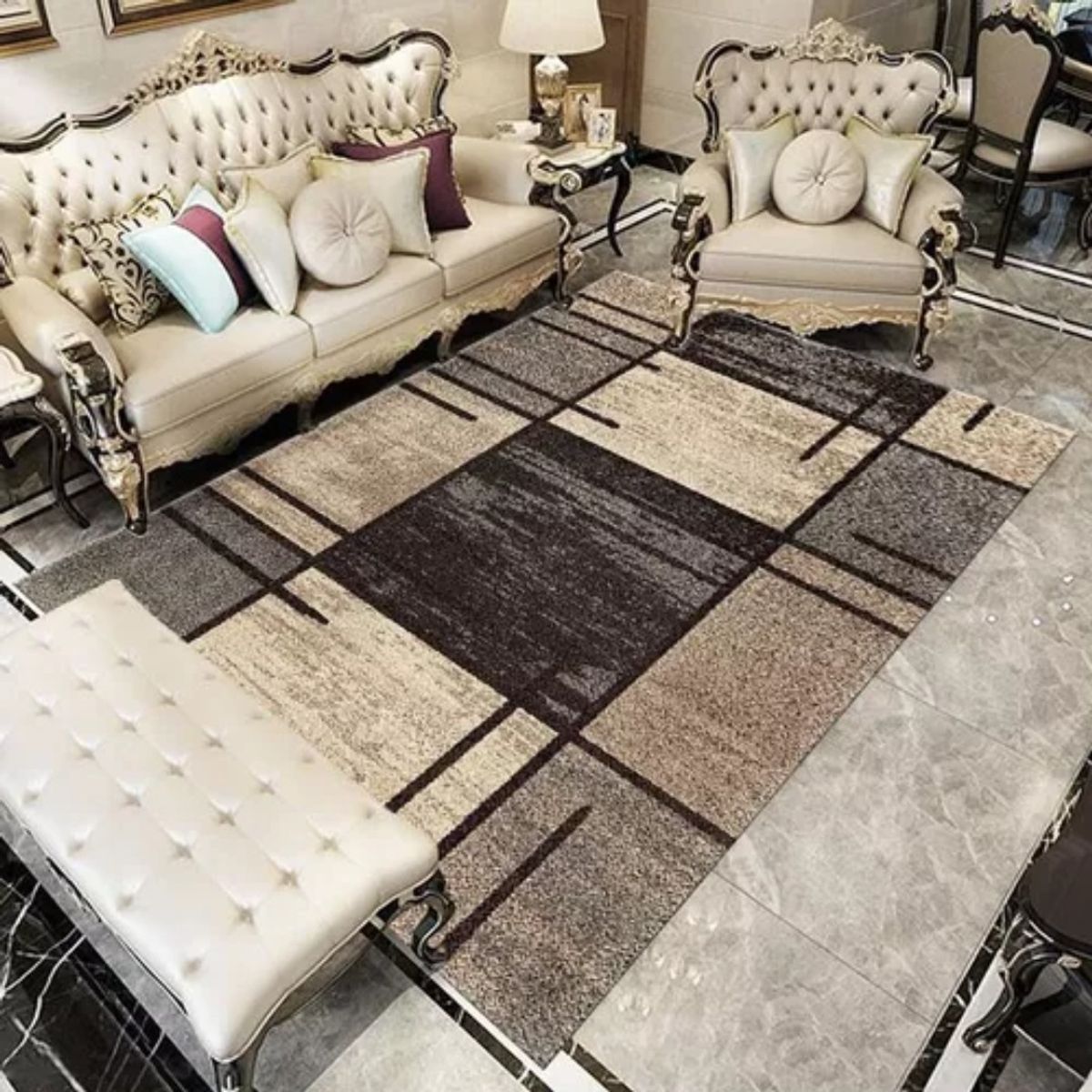 ANGELES DEL HOGAR - ALFOMBRA LISA CON DISEÑO EN 3D 200X240CM