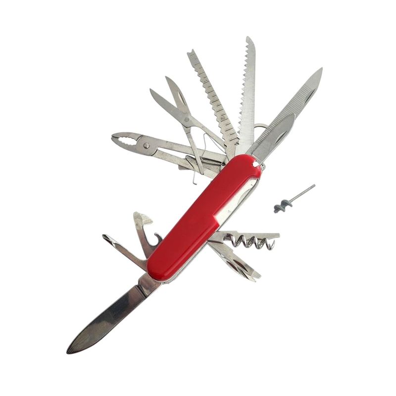 GENERICO - Navaja Multiusos Color Rojo 15 en 1 para Camping 13506