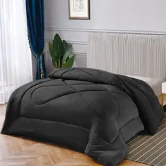 OKAERI - CUBRE CAMA CON CHIPORRO 2 PLAZAS - Negro - 2 PLAZAS