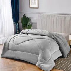 OKAERI - CUBRE CAMA CON CHIPORRO 2 PLAZAS - Gris - 2 PLAZAS