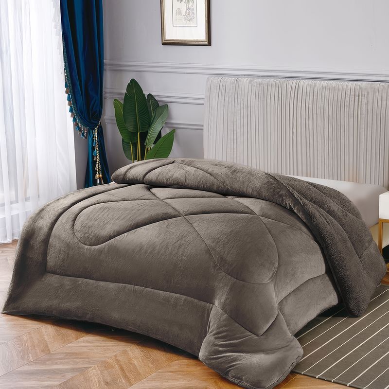 OKAERI - CUBRE CAMA CON CHIPORRO 2 PLAZAS - Marron - 2 PLAZAS