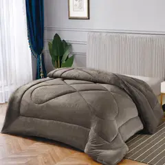 OKAERI - CUBRE CAMA CON CHIPORRO 2 PLAZAS - Marron - 2 PLAZAS