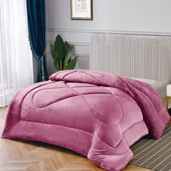 OKAERI - CUBRE CAMA CON CHIPORRO 2 PLAZAS - Rosa - 2 PLAZAS