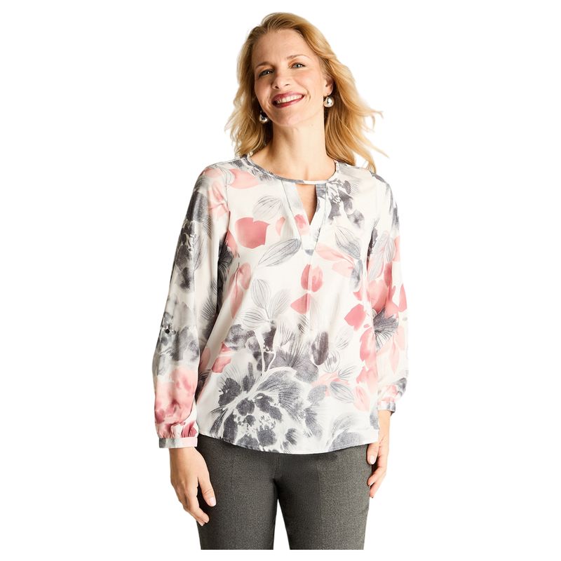LORENZO DI PONTTI - Blusa Escote Redondo Estampada Gris