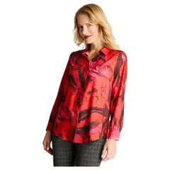 LORENZO DI PONTTI - Blusa Manga Larga Camisera Rojo