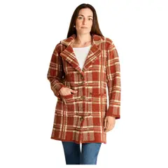 CURVI - Abrigo Tejido Chenille Con Bolsillos Camel