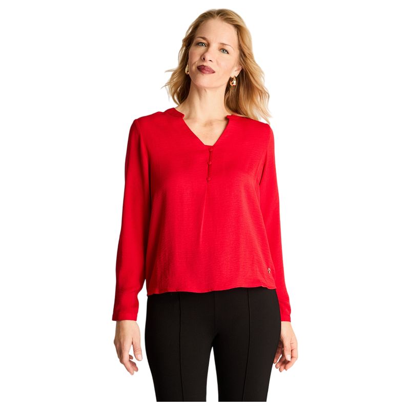 LORENZO DI PONTTI - Blusa Escote Mao 3 Botones Rojo