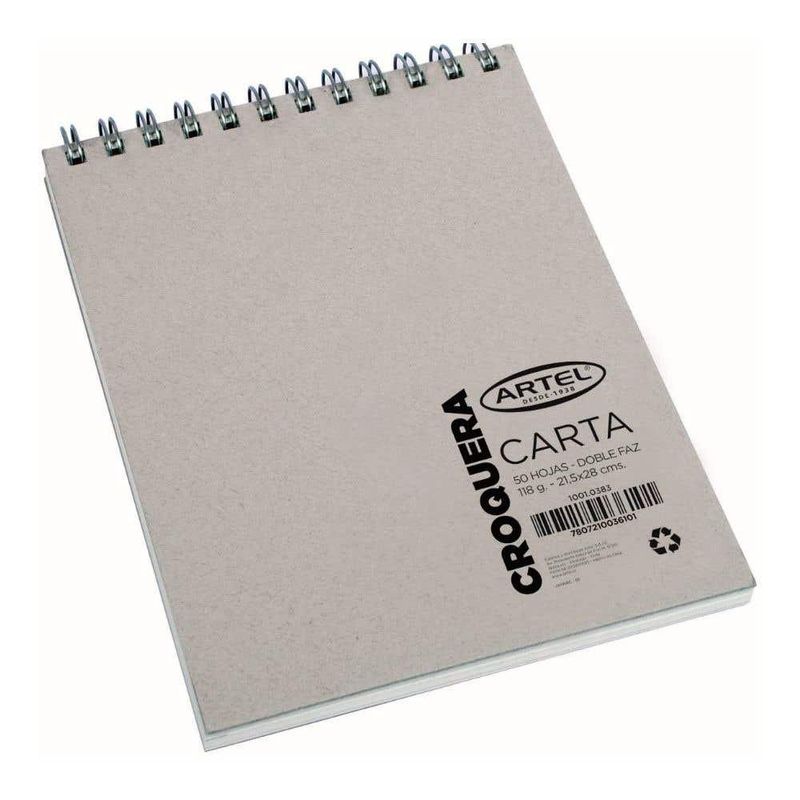 ARTEL - Croquera Doble Faz Carta 21X28cm 50 Hojas Artel - Blanco