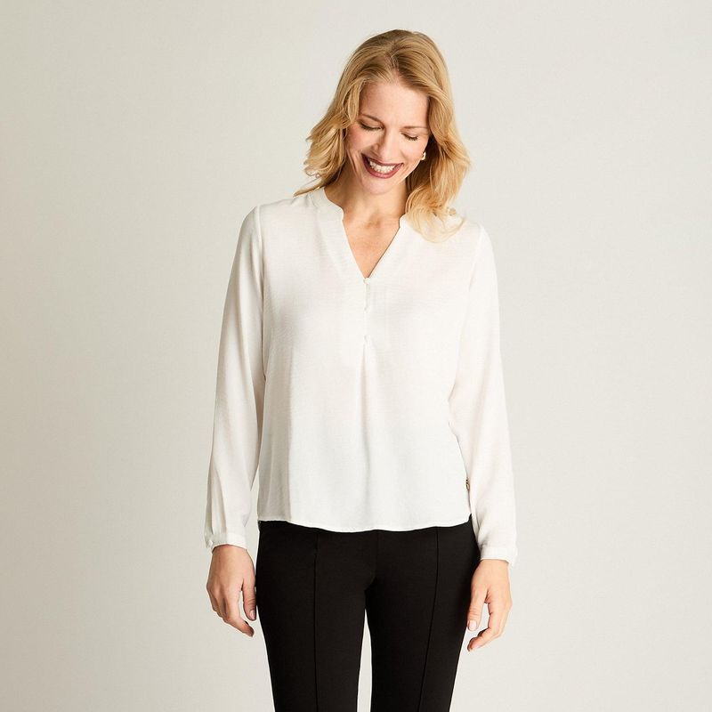 LORENZO DI PONTTI - Blusa Escote Mao 3 Botones Crudo