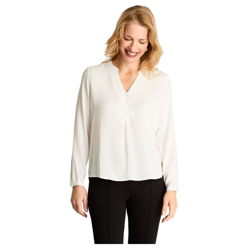 LORENZO DI PONTTI - Blusa Escote Mao 3 Botones Crudo