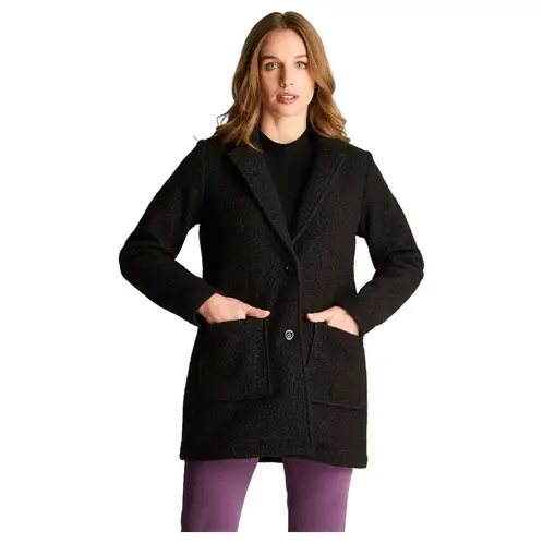 CURVI - Abrigo Boucle Manga Larga Negro
