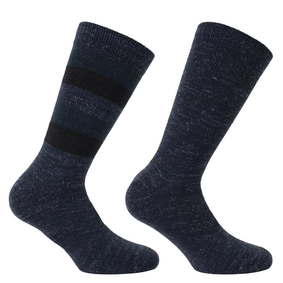 MONARCH - 2 Pares Calcetín Cashmere Franjas Azul Melange Monarch