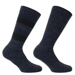 MONARCH - 2 Pares Calcetín Cashmere Franjas Azul Melange
