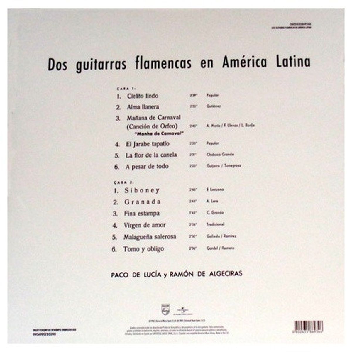 HITWAY MUSIC - PACO DE LUCIA - DOS GUITARRAS FLAMENCAS EN ALATINA - VINILO