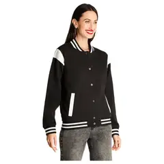 ACUARELA - Chaqueta Bomber Con Aplicaciones En Contraste Negro
