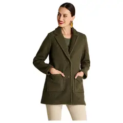 CURVI - Abrigo Boucle Manga Larga Verde