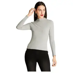 ACUARELA - Polera Cuello Roule Manga Larga Basica Gris