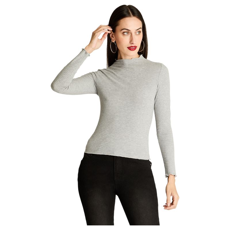 ACUARELA - Polera Cuello Roule Manga Larga Basica Gris