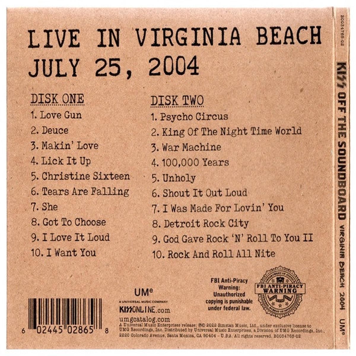 HITWAY MUSIC - KISS - OFF THE SOUNDBOARD: LIVE IN VIRGINIA BEACH (2CD) - CD