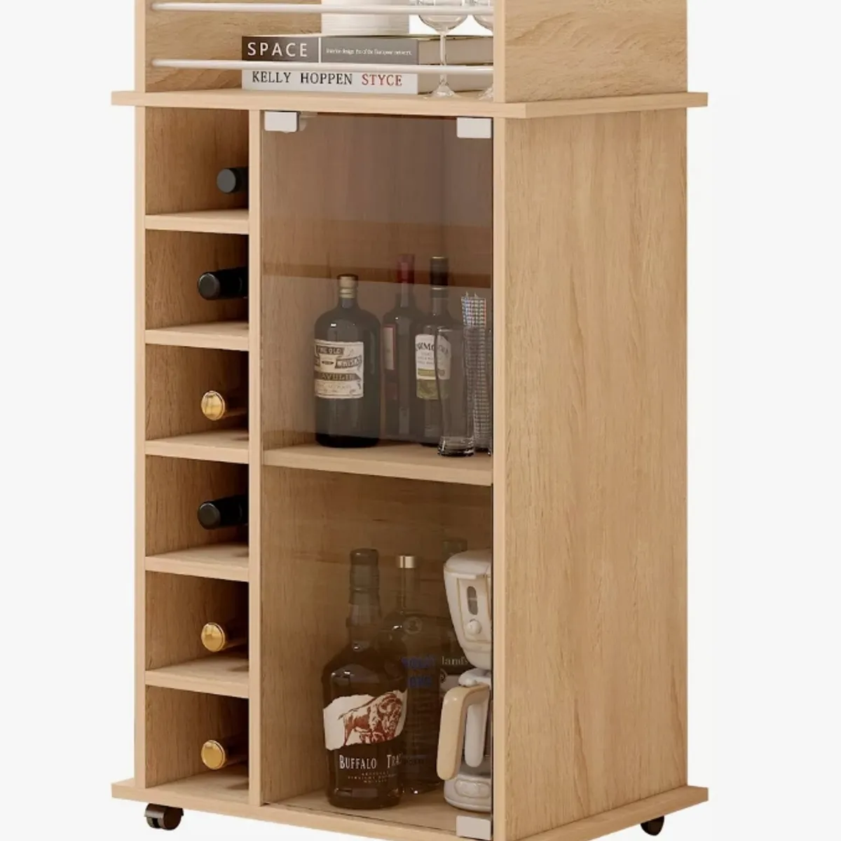 HOMER DESIGN - Mueble Bar Con Rueda Multifuncional 55x42x89cm