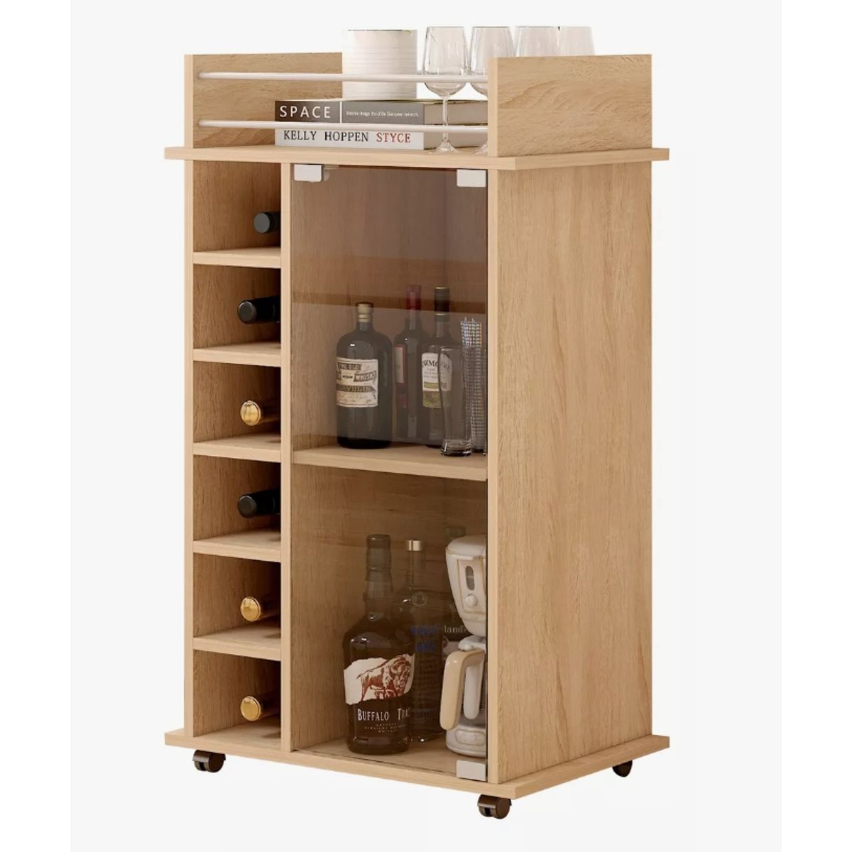 HOMER DESIGN - Mueble Bar Con Rueda Multifuncional 55x42x89cm