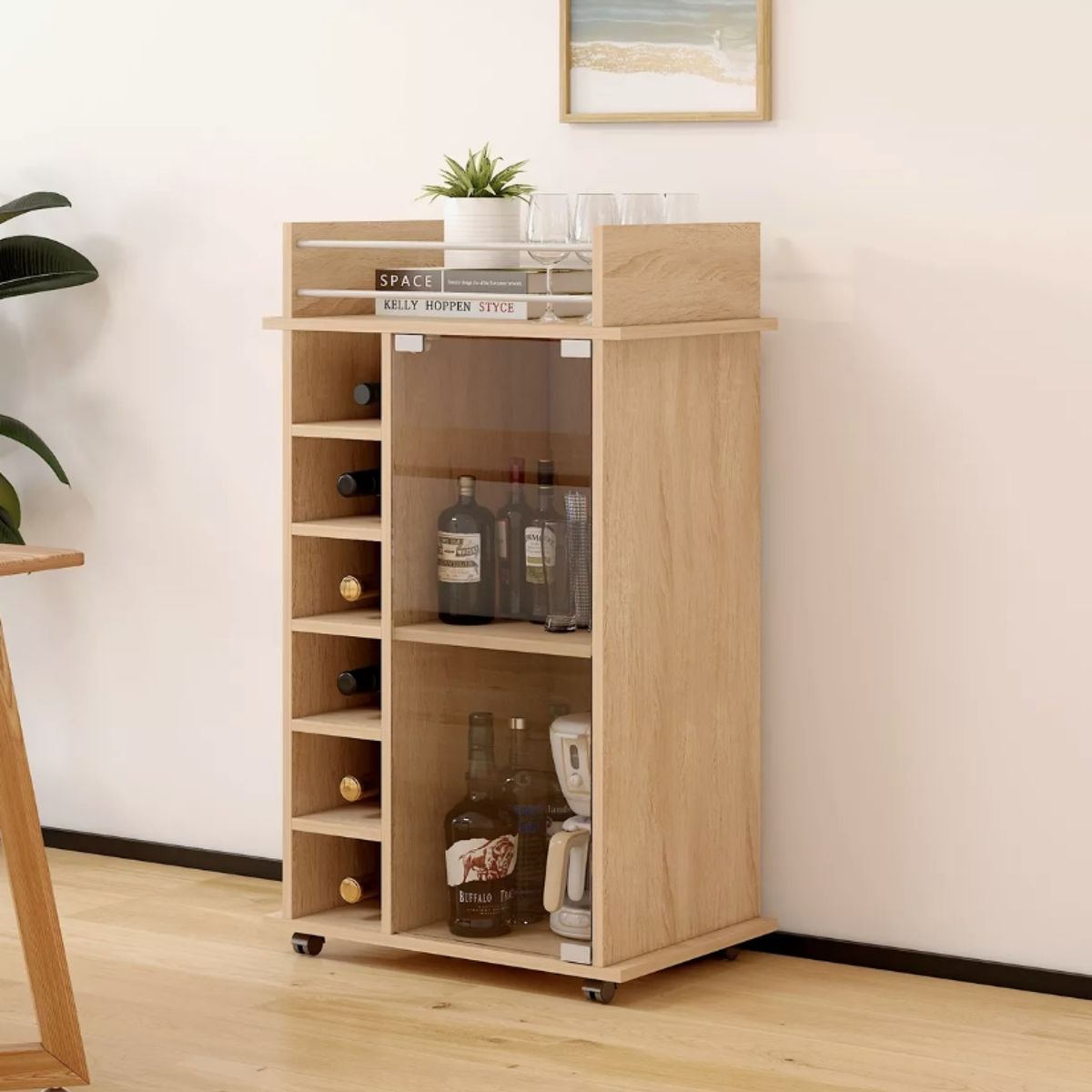 HOMER DESIGN - Mueble Bar Con Rueda Multifuncional 55x42x89cm