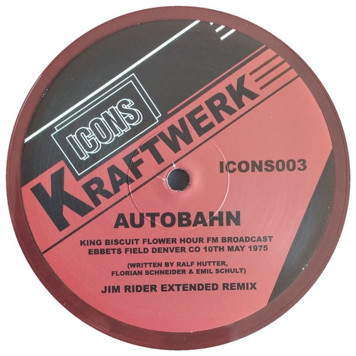 HITWAY MUSIC - KRAFTWERK - AUTOBAHN GIN READER REMIX 12 MAXI RED VINYL