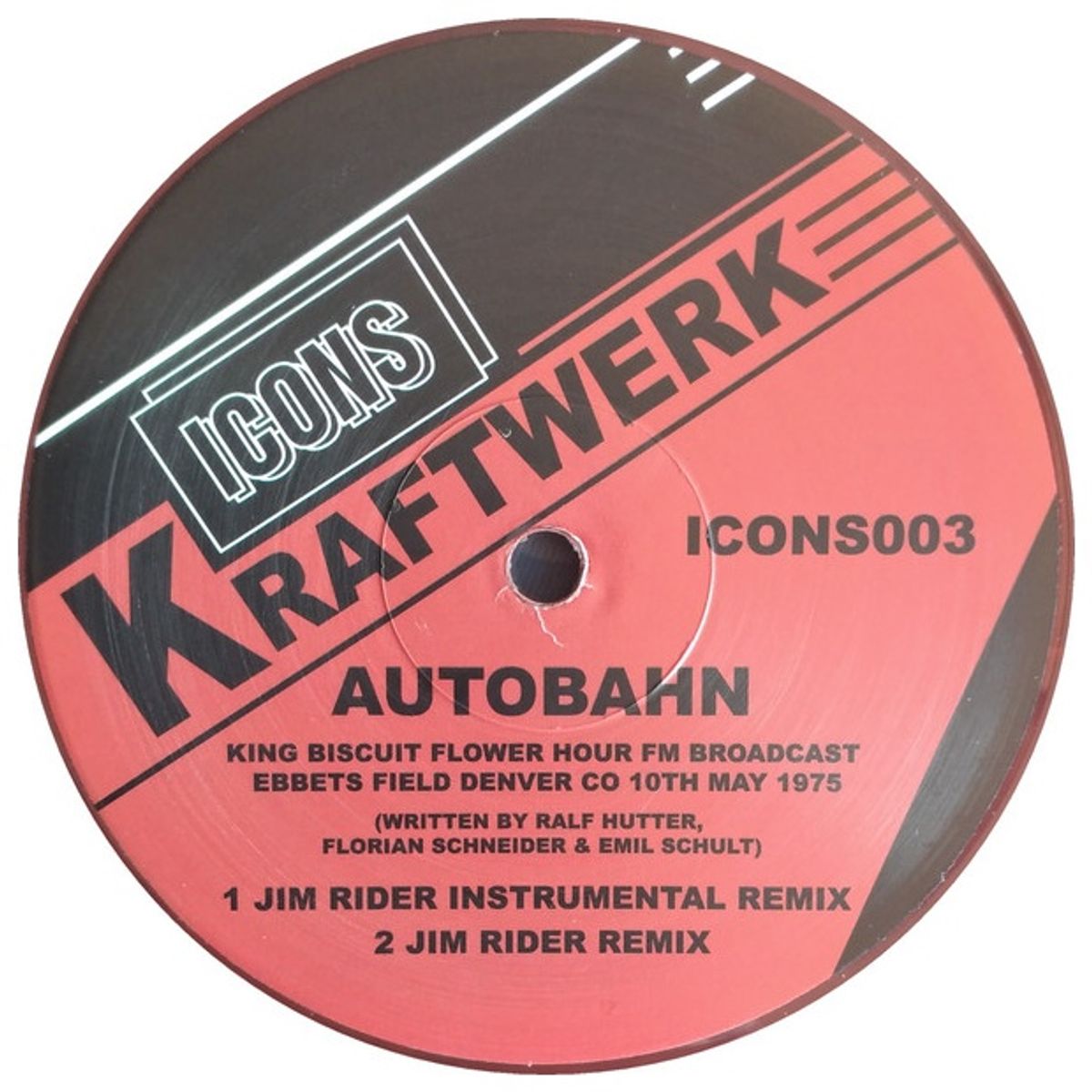 HITWAY MUSIC - KRAFTWERK - AUTOBAHN GIN READER REMIX 12 MAXI RED VINYL